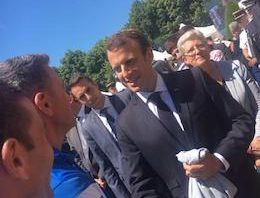 Le Président de la République et le coach Hervé à la JNBAT à Paris (23 juin 2018)