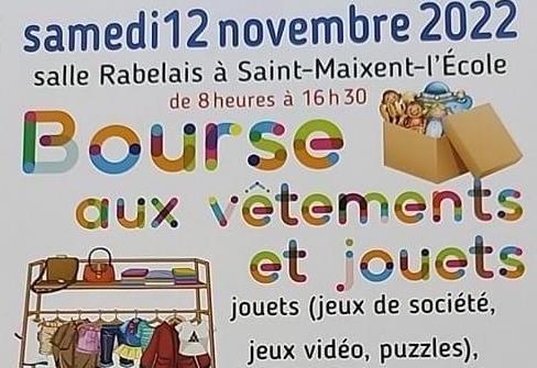 Bourse aux vêtements et jouets à Saint-Maixent-l’Ecole (12 novembre 2022)