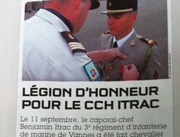 La légion d’honneur du caporal-chef Itrac dans Terre Information Magazine d’octobre 2015 (11 septembre 2015)