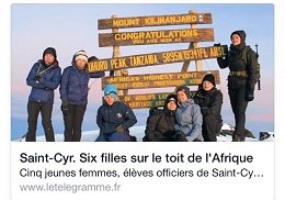 L’ascension du Kilimandjaro par des élèves-officiers de la Neuchèze dans le Télégramme de Brest (24 avril 2016)