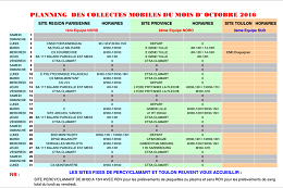 Planning don du sang pour le CTSA en octobre 2016